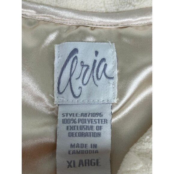 Aria Two Piece Set Ivory Embroidered Women's Long Sleeve Top Pajama Pants XL - Picture 4 of 10